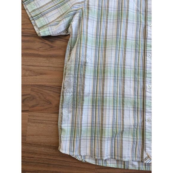 Quicksilver Shirt Mens XL Green Plaid Button Up Short Sleeve Cotton Y2K B8 - Picture 8 of 13